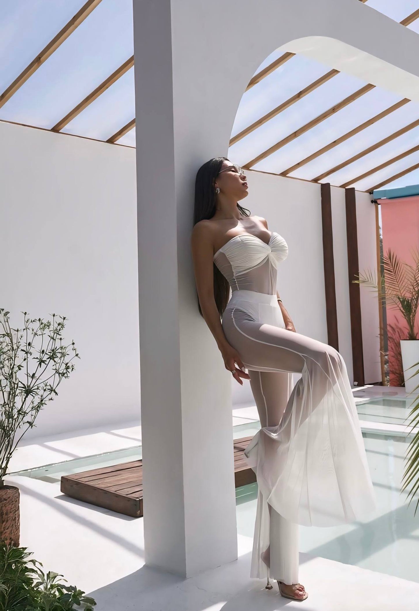 Gorgonize Tül Detaylı Alt Üst Set Tulum