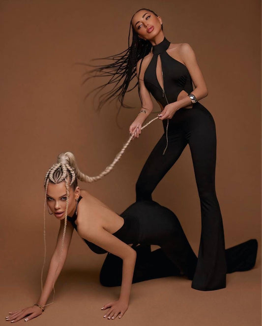 Gorgonize Cut-Out Sculpt Jumpsuit – Flared Leg Statement Piece